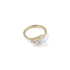 NEW KENDRA SCOTT women's tatum band ring in gold  white cz mix